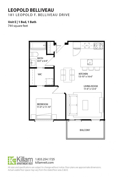 Unit E | 1 Bedroom + 1 Bath